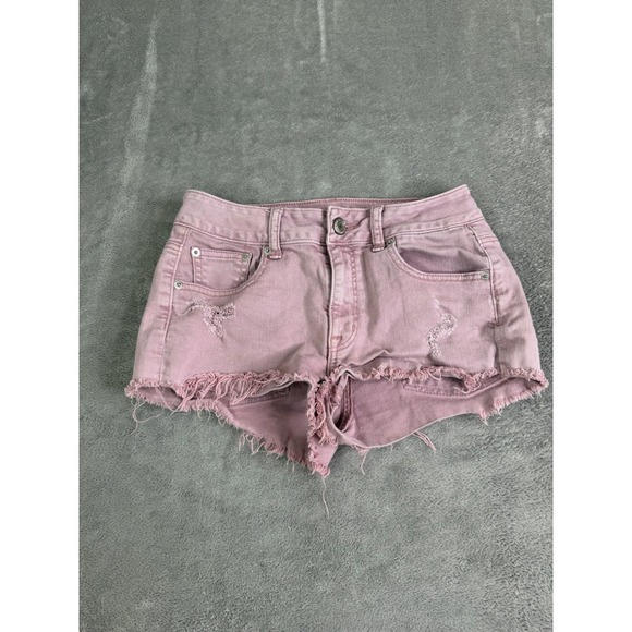 American Eagle Outfitters Pants - Vintage Y2K American Eagle Micro Mini Denim Shorts Women's Size 2 Pink